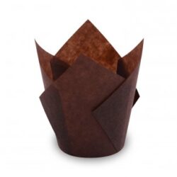 Tulipánový cukrárenský košíček (PAP) hnedý 50 x 85 mm / 16 x 16 cm [100 ks]
