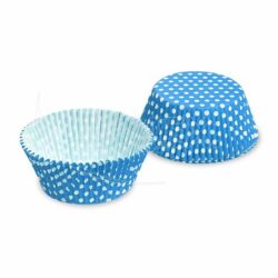 Cukrárenský košíček (PAP) Bodky bielo/modrý 50 x 30 mm [40 ks]